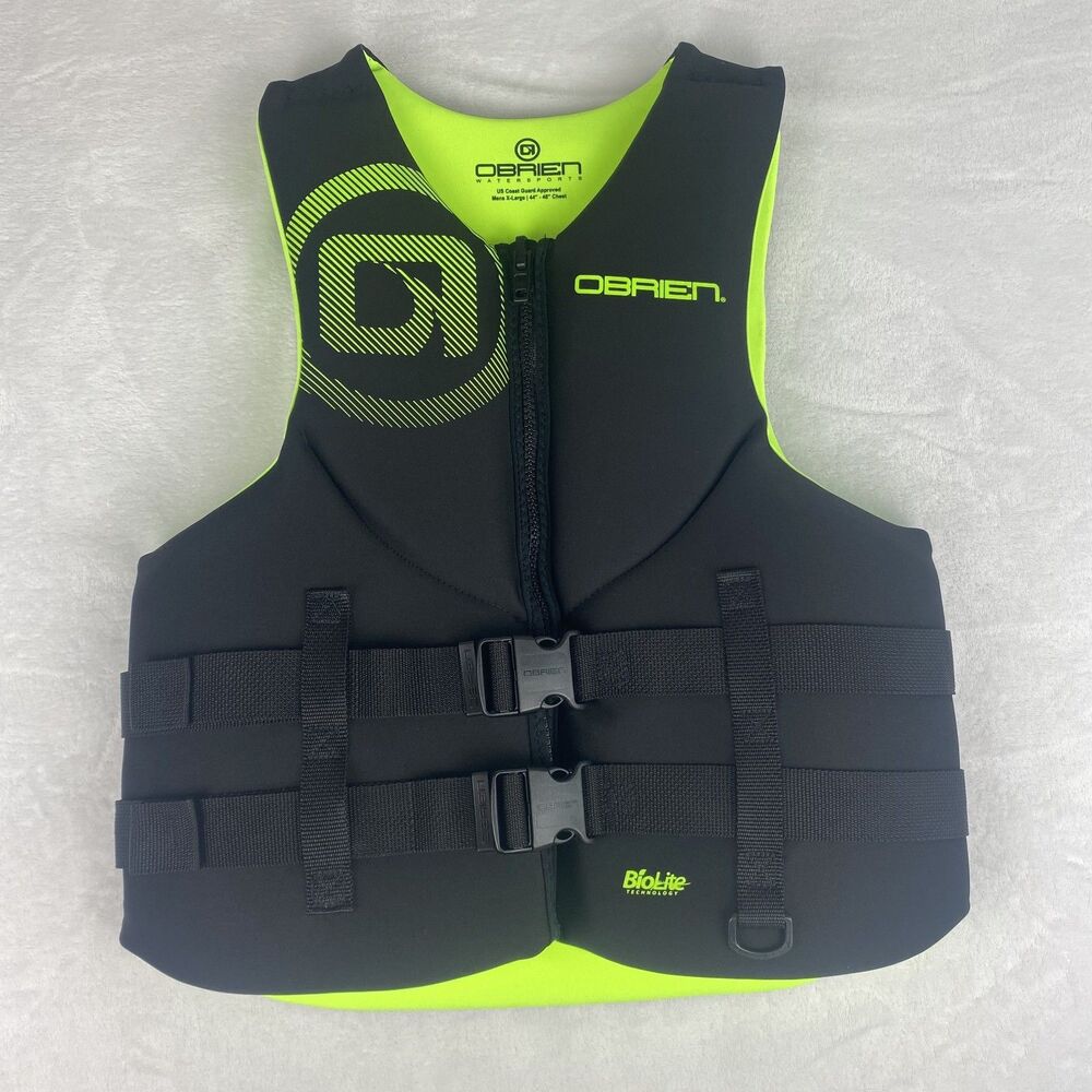 OBrien Watersports BioLite Life Vest Jacket Mens Extra Large Black Neon Green